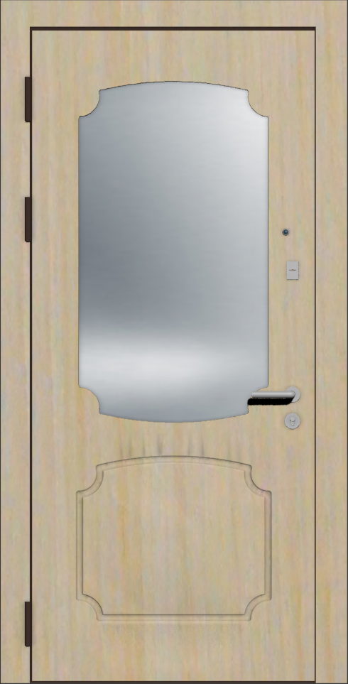 Дверь входная шпон беленый дуб с зеркалом